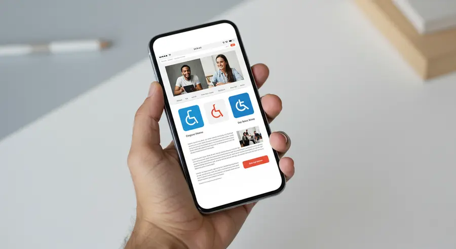 Smartphone displaying accessible website features